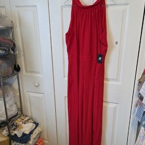 Elegant Red Sleeveless Jumpsuit